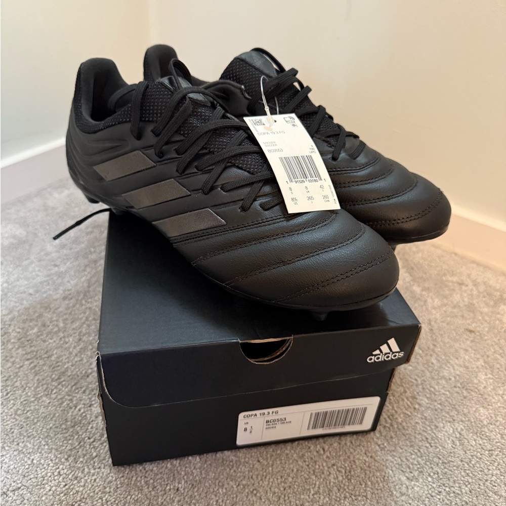 Adidas Men's Black / Black Soccer Cleats 8 1/2 19.3 FG